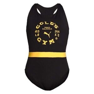 NWT: Puma x Golds Gym black and yellow one piece swimsuit